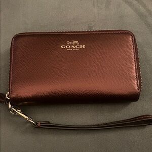 Coach Dark Brown Leather Men's Wristlet Wallet